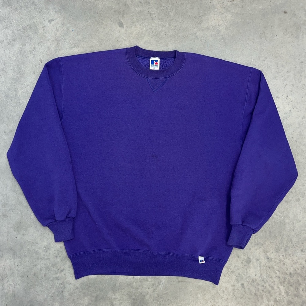 Vintage 90s Russell Athletic Purple Crewneck Sweatshirt MADE IN USA
